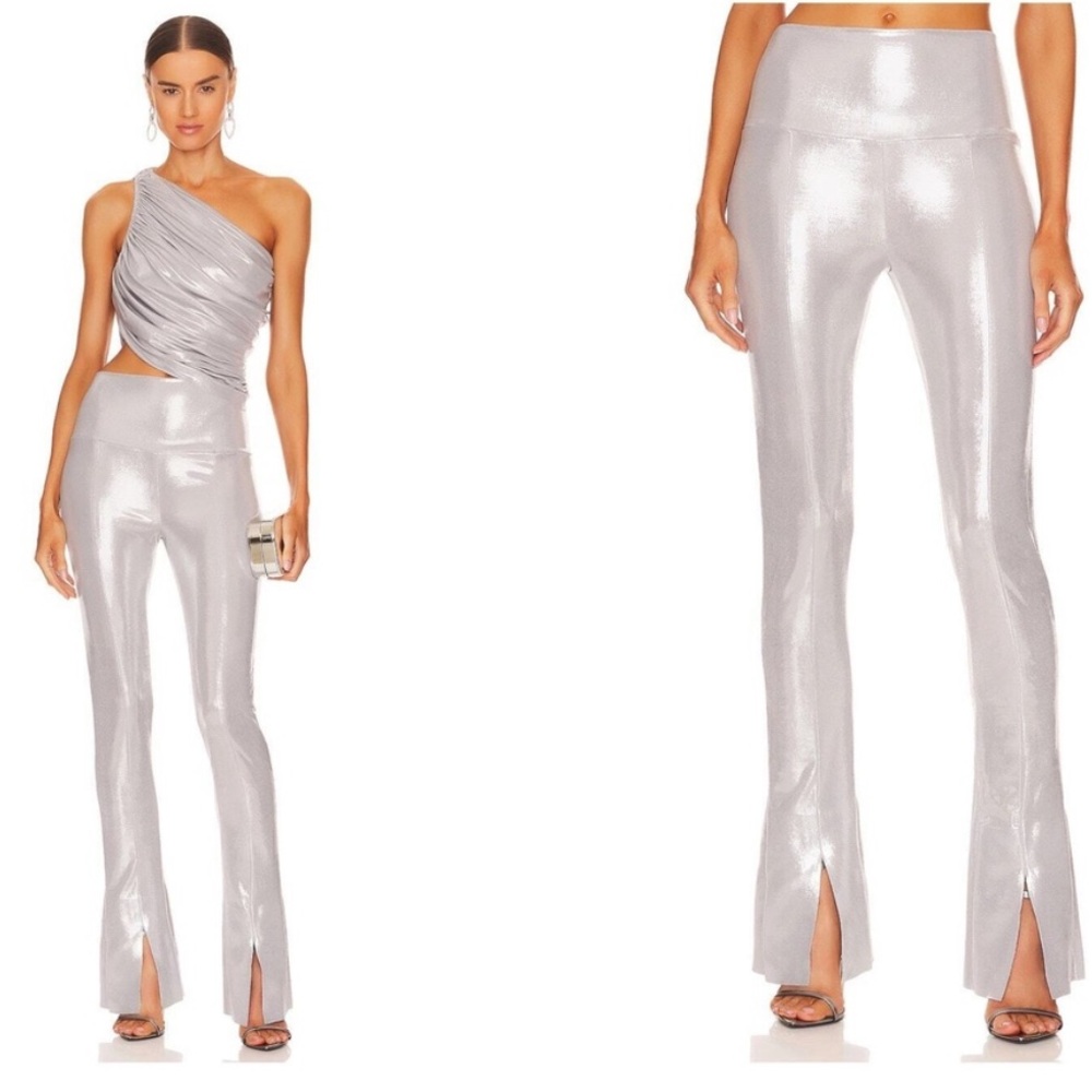 NORMA KAMALI SPAT LEGGINGS SZ M SILVER